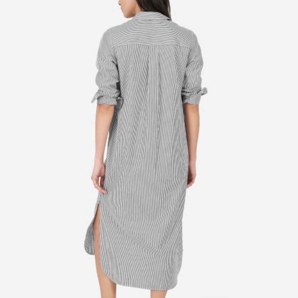 Everlane Gray Striped Button-Front Maxi Shirt Dress - Picture 4 of 7